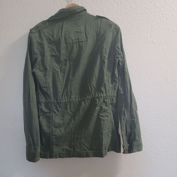 Kirra Basic Womens Size XS Dark Olive Green Full Zip Utility Jacket Pockets - Picture 2 of 10